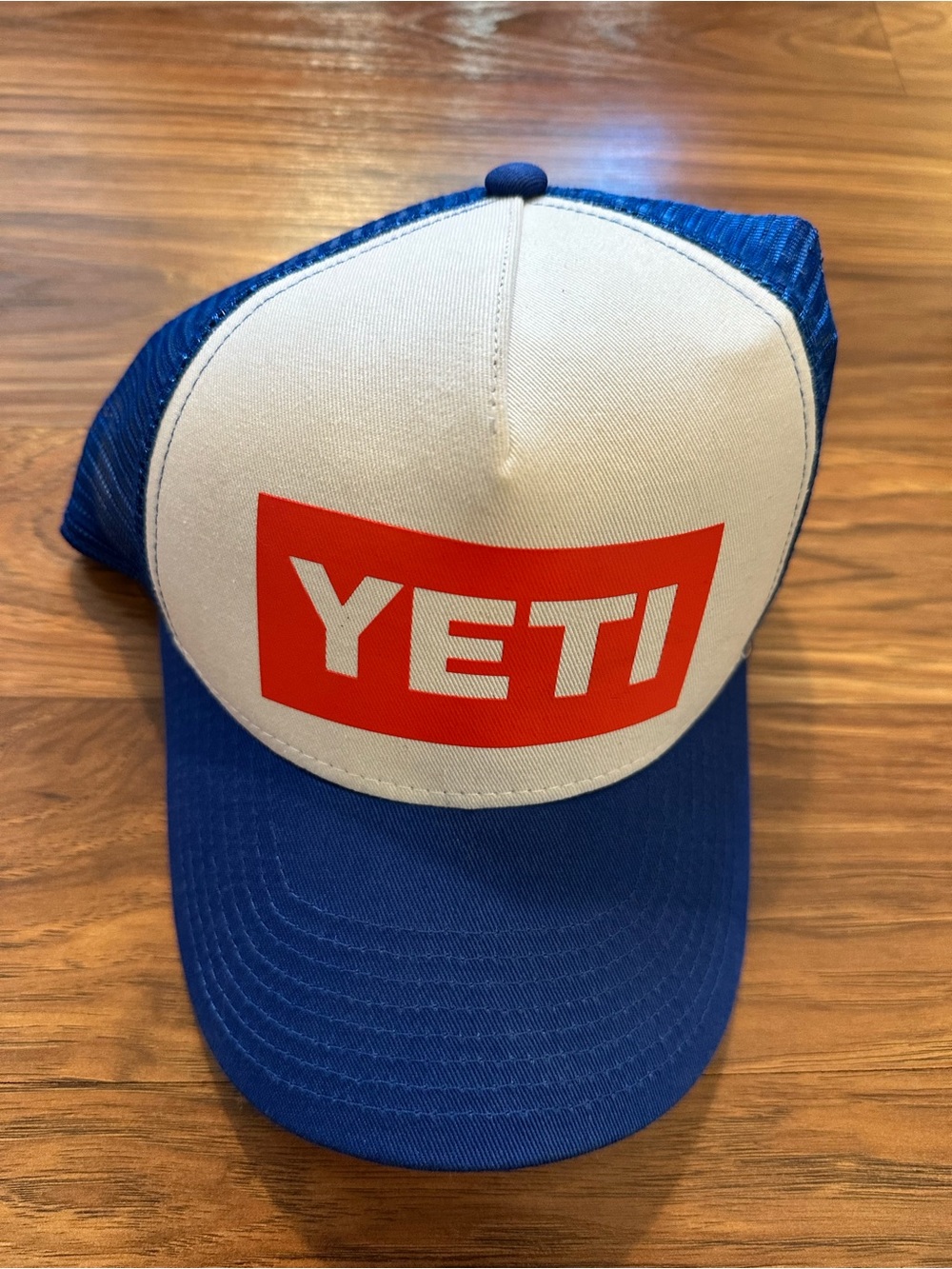 Yeti Blue White Cap with Red Logo